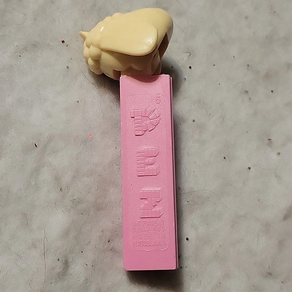 1 Vtg 1960's PEZ Easter White Lamb Chop Pink No Foot Candy Dispenser
